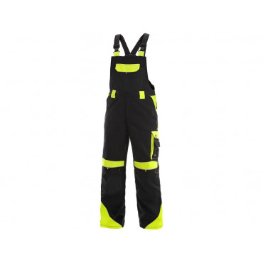 CXS SIRIUS BRIGHTON Pánske montérkové nohavice s náprsenkou, čierno-žltá