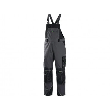 CXS SIRIUS TRISTAN Pánske montérkové nohavice s náprsenkou, šedo-zelené