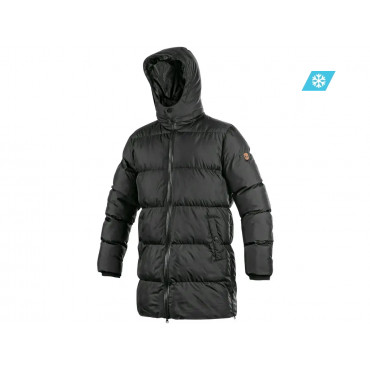 CXS LINCOLN Pánsky zateplený 3/4 kabát s odopínacou kapucňou, čierny