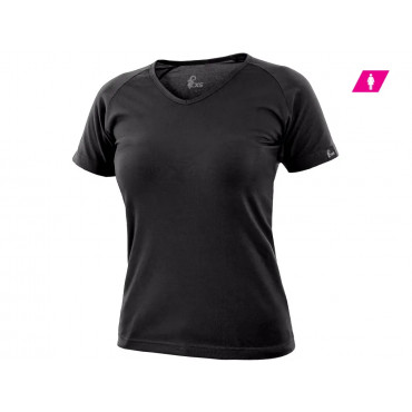 CXS ELLA Dámske tričko s priekrčníkom do V, čierne