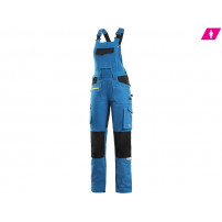 CXS STRETCH Dámske montérkové nohavice s náprsenkou, stredne modro-čierne