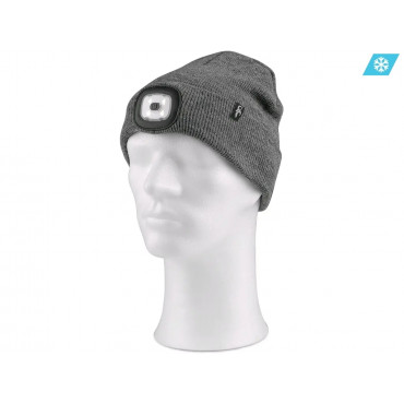 CXS TYNAN Zimná pletená čiapka s LED svetlom, šedá