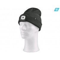 CXS TYNAN Zimná pletená čiapka s LED svetlom, šierna